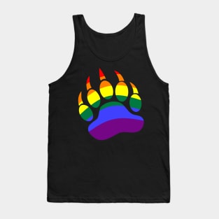 Mens Rainbow Daddy Bear Paw Print LGBT Tank Top